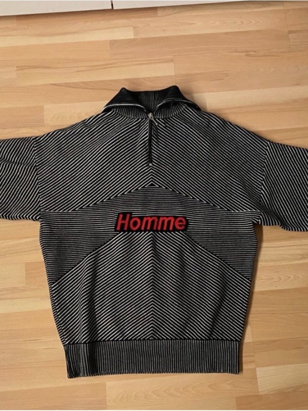 Balenciaga Homme Striped Knit 1/4 Zip High Neck Pullover Sweater M Logo